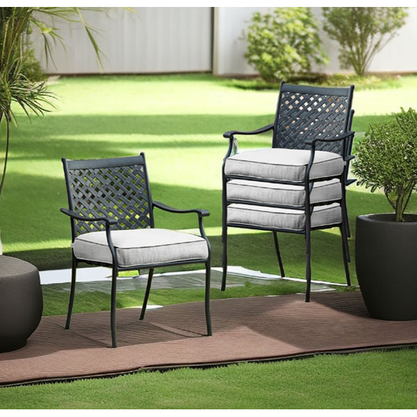 Canora Grey Shamela Metal Outdoor Stackable Dining Armchair with